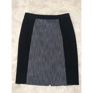 Halogen Womens Size 8 Tweed‎ Career Skirt Black Pencil Straight Lined Vent